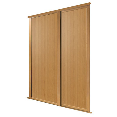 Spacepro Shaker Panel Shaker Non-Mirrored Matt Oak Effect 2 Door Sliding Wardrobe Door Kit (H)2220Mm (W)914Mm