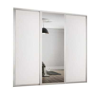 Spacepro Shaker Panel Shaker Mirrored 3 Door Sliding Wardrobe Door Kit (H)2220Mm (W)1680Mm
