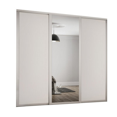 Spacepro Shaker Panel Shaker Mirrored Cashmere 3 Door Sliding Wardrobe Door Kit (H)2220Mm (W)2136Mm
