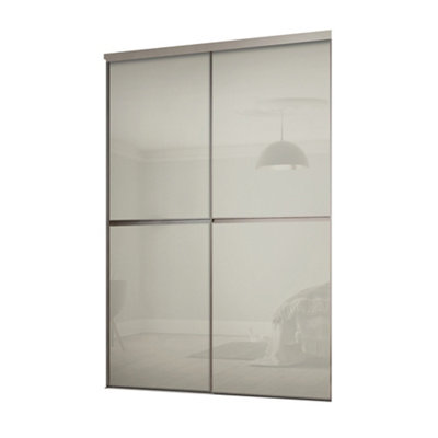 Spacepro Minimalist Mirror Non-Mirrored Matt Arctic White 2 Door Sliding Wardrobe Door Kit (H)2220Mm (W)1808Mm