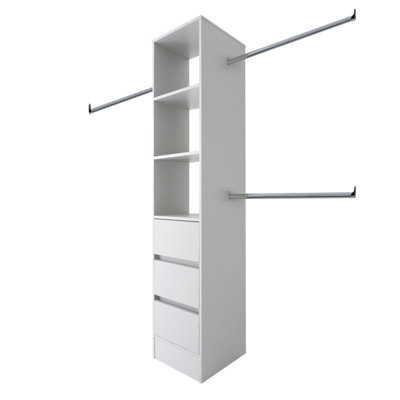 Spacepro Modular White 3 Drawer Tower Unit (H)2100Mm (W)450Mm (D)500Mm