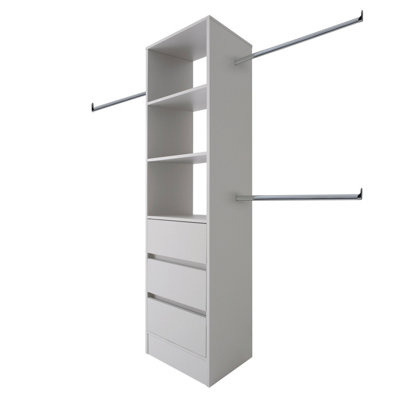 Spacepro Modular Cashmere 3 Drawer Tower Unit (H)2100Mm (W)600Mm (D)500Mm