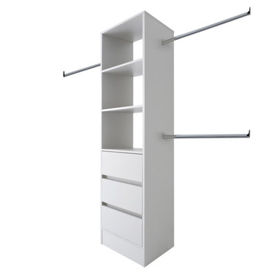 Spacepro Modular White 3 Drawer Tower Unit (H)2100Mm (W)600Mm (D)500Mm