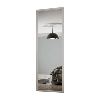 Spacepro Shaker Contemporary Shaker Mirrored Dove Grey 1 Door Sliding Wardrobe Door Kit (H)2220Mm (W)610Mm