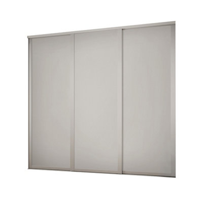 Spacepro Classic Shaker Non-Mirrored Matt Dove Grey Matt 3 Door Sliding Wardrobe Door Kit (H)2220Mm (W)1680Mm