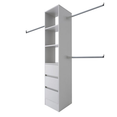 Spacepro Modular Dove Grey 3 Drawer Tower Unit (H)2100Mm (W)450Mm (D)500Mm