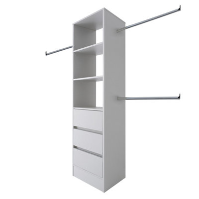 Spacepro Modular Dove Grey 3 Drawer Tower Unit (H)2100Mm (W)600Mm (D)500Mm