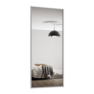 Spacepro Classic 1 Panel Mirrored Dove Grey Framed Sliding Wardrobe Door (H)2220Mm (W)610Mm