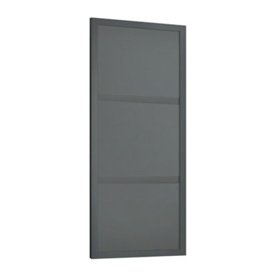 Spacepro Shaker 3 Panel Matt Graphite Sliding Wardrobe Door (H)2220Mm (W)914Mm