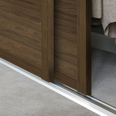 Spacepro Shaker 3 Panel Matt Carini Walnut Effect Sliding Wardrobe Door (H)2220Mm (W)610Mm
