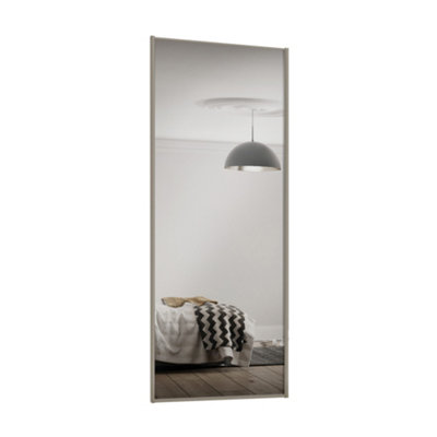 Spacepro Classic 1 Panel Mirrored Pebble Framed Sliding Wardrobe Door (H)2220Mm (W)914Mm