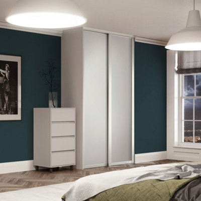 Spacepro Shaker 1 Panel Matt White Sliding Wardrobe Door Set Of 2 (H)2220Mm (W)1145Mm