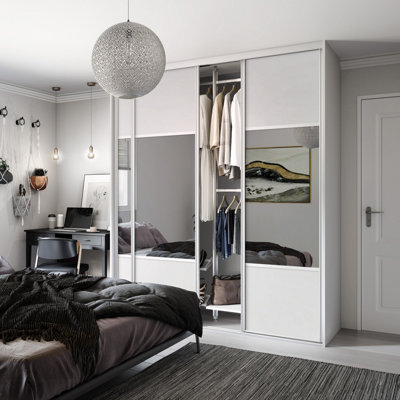 Spacepro Classic Mirrored Sliding Wardrobe Door (H)2220Mm (W)610Mm