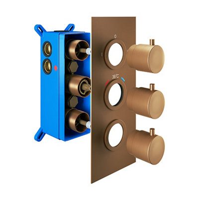 Aquadry Oria ½ Turn 3 Outlet Bronze Effect Concealed Diverter Shower Mixer