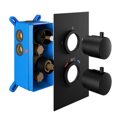 Aquadry Oria ½ Turn 2 Outlet Black Concealed Diverter Shower Mixer