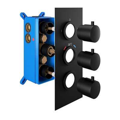 Aquadry Oria ½ Turn 3 Outlet Black Concealed Diverter Shower Mixer