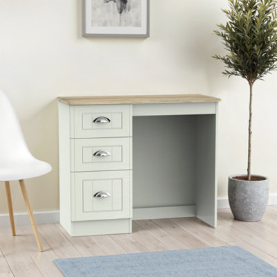 B&Q Como Ready Assembled Grey Oak Effect 3 Drawer Dressing Table (H)800Mm (W)930Mm (D)410Mm