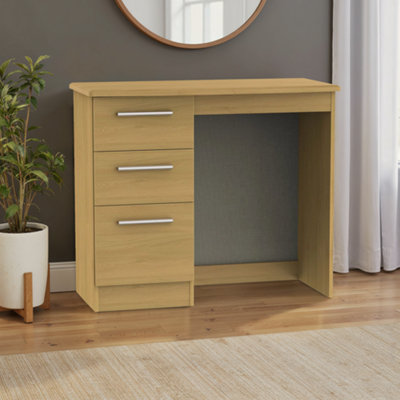 B&Q Montana Ready Assembled Oak Effect 3 Drawer Dressing Table (H)800Mm (W)930Mm (D)410Mm