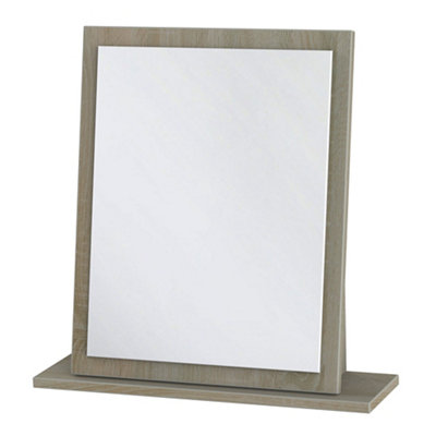 B&Q Oak Effect Rectangular Wall-Mounted Framed Mirror, (H)50.5Cm (W)48Cm