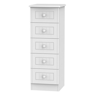 B&Q Vittoria Ready Assembled High Gloss White No Effect 5 Drawer Chest (H)1075Mm (W)395Mm (D)415Mm