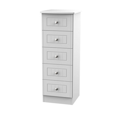 B&Q Vittoria Ready Assembled Matt Grey No Effect 5 Drawer Chest (H)1075Mm (W)395Mm (D)415Mm