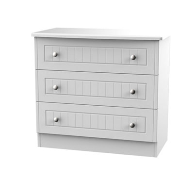 B&Q Vittoria Ready Assembled Matt Grey No Effect 3 Drawer Chest (H)695Mm (W)765Mm (D)415Mm