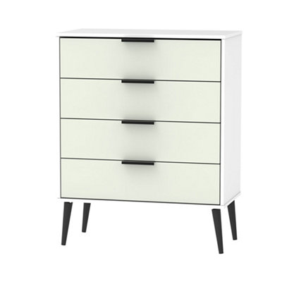 B&Q Ready Assembled Matt Grey & White No Effect 4 Drawer Chest (H)910Mm (W)765Mm (D)395Mm