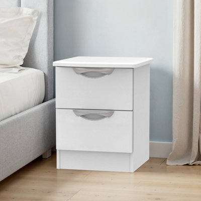 B&Q Chelsea Ready Assembled Gloss White Mdf 2 Drawer Chest Of Drawers (H)505Mm (W)395Mm (D)415Mm