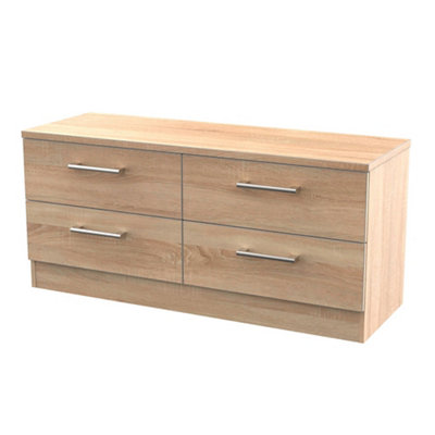B&Q Brindisi Ready Assembled Matt Oak Effect 4 Drawer Chest (H)505Mm (W)1120Mm (D)415Mm