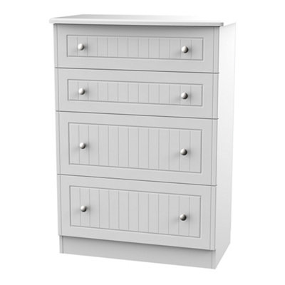 B&Q Vittoria Ready Assembled Matt Grey No Effect 4 Drawer Deep Chest (H)1075Mm (W)765Mm (D)415Mm