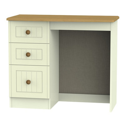 B&Q Vittoria Ready Assembled Matt Cream Oak Effect Vanity 3 Drawer Desk (H)795Mm (W)415Mm (D)415Mm