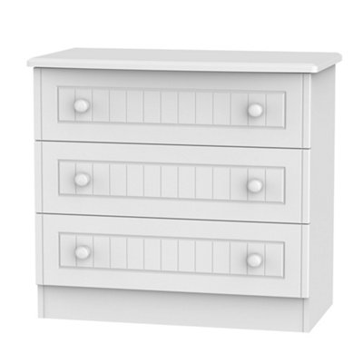 B&Q Vittoria Ready Assembled Matt White No Effect 3 Drawer Chest (H)695Mm (W)765Mm (D)415Mm