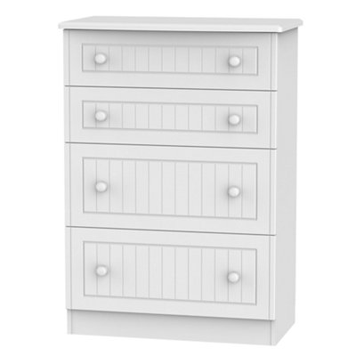 B&Q Vittoria Ready Assembled Matt White No Effect 4 Drawer Deep Chest (H)1075Mm (W)765Mm (D)415Mm
