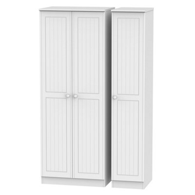 B&Q Vittoria Ready Assembled Contemporary Matt White Tall Triple Wardrobe (H)1970Mm (W)1110Mm (D)530Mm