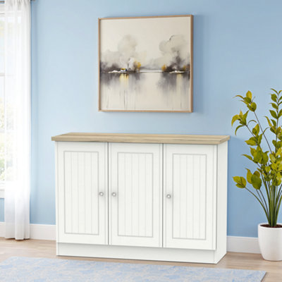B&Q Ready Assembled White & Oak Sideboard (H)790Mm (W)1120Mm
