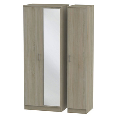 B&Q Ready Assembled Contemporary Dark Oak Effect Tall Triple Wardrobe (H)1970Mm (W)1110Mm (D)530Mm