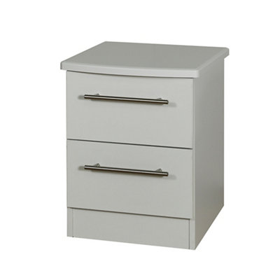 B&Q Sherwood Ready Assembled Matt Grey 2 Drawer Bedside Table (H)505Mm (W)395Mm (D)415Mm
