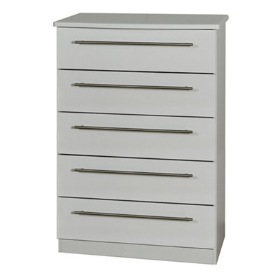 B&Q Bergamo Ready Assembled Matt Grey 5 Drawer Chest (H)1075Mm (W)765Mm (D)415Mm