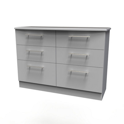 B&Q Bergamo Ready Assembled Matt Grey No Effect 2 Drawer Chest (H)505Mm (W)395Mm (D)415Mm