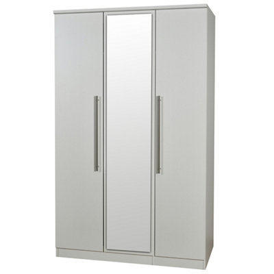 B&Q Bergamo Ready Assembled Contemporary Matt Grey Matt Tall Triple Wardrobe With 1 Mirror Door (H)1825Mm (W)1110Mm (D)530Mm