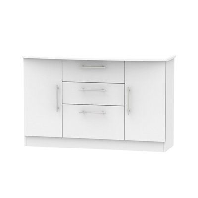 B&Q Bergamo Ready Assembled Grey Matt 3 Drawer Sideboard (H)790Mm (W)1275Mm