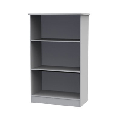 B&Q Bergamo Ready Assembled Matt Grey Freestanding Bookcase, (H)1245Mm (W)765Mm