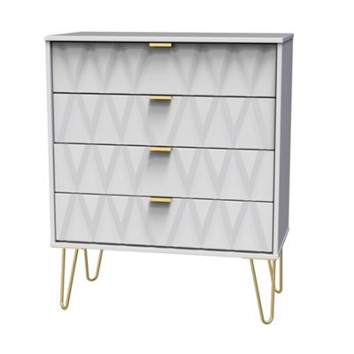 B&Q Pesaro Ready Assembled Matt White No Effect 4 Drawer Wide Chest (H)885Mm (W)765Mm (D)415Mm