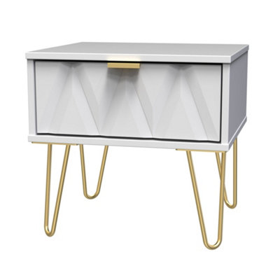 B&Q Pesaro Ready Assembled Matt White No Effect 1 Drawer Bedside Chest (H)410Mm (W)450Mm (D)395Mm