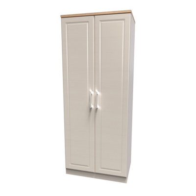 B&Q Kent Ready Assembled Traditional Matt Beige Oak Effect Large Double Wardrobe (H)1825Mm (W)740Mm (D)530Mm