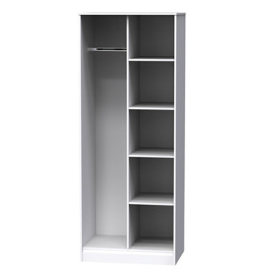 B&Q Pesaro Ready Assembled Contemporary White Tall Double Wardrobe (H)1970Mm (W)740Mm (D)530Mm