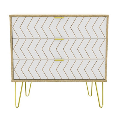 B&Q Ready Assembled Matt White No Effect 3 Drawer Chest (H)740Mm (W)765Mm (D)395Mm