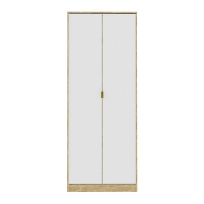 B&Q Ready Assembled Contemporary Matt White Tall Double Wardrobe (H)1970Mm (W)740Mm (D)530Mm