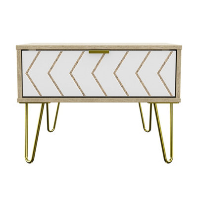 B&Q Ready Assembled White Oak Effect 1 Drawer Side Table (H)410Mm (W)395Mm