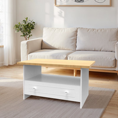 B&Q Ready Assembled Porcelain White 1 Drawer Coffee Table (H)495Mm (W)40Mm